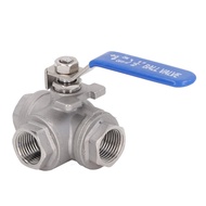 ☚L Type 3 Way Ball Valve 1/2in DN15 304 Stainless Steel Female Thread L Type Manual Drive for Wa z✈
