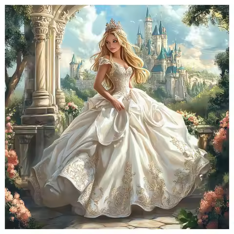 1pc 50X50CM/19.7inch A princess in a white dress cross stitch Kit DIY kit 11CT/14CT New Arrival Wall