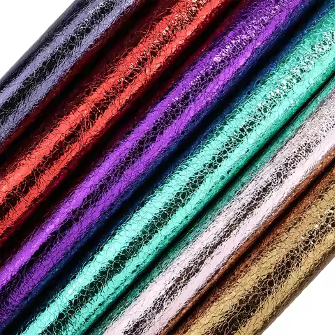 A4 Sheet 30x20cm Crackle Textured Faux Synthetic PU leather Fabric For DIY Decoration H0424