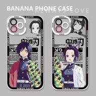 Anime Demon Slayer Couple Case For Huawei Y9 2019 Honor X7B X8B X9B P40 Lite Nova 3i 5T 6 7 SE Phone Casing Soft Clear Kanroji Mitsuri Iguro Obanai Pattern Square Silicone Cover