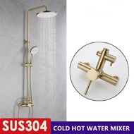 Biggers brush gold color stainless steel bathroom shower faucet set with 8 inch top shower head