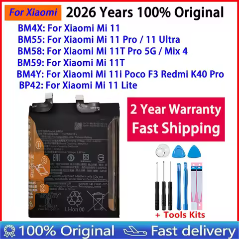 2026 Years Original Battery For Xiaomi Mi Mix4 11 11T 11i Poco F3 Redmi K40 Pro 5G Ultra Lite Batter