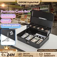 SendfastBoz- Cash Box Portable Money Safety Box With Lock Black Cash Box Safety Money Box