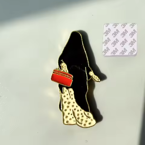 Stainless Steel Emirati Woman Pins Phone 3M Sticker Geometric Enamel Middle East Lapel Badge Home De