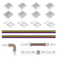 BTF-LIGHTING SMD 6 Pin 12mm 0.47in Width Transparent Connector Kit,4xGapless Solderless 8pcs Corner 