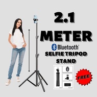 Portable 210cm 2.1m Tripod Adjustable Selfie Stand Tripod Phone Holder Camera Stand Floor Stand Blue
