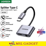 UGREEN Adapter Audio Splitter Konverter USB Type C to Aux 3.5mm DAC Open Mic Support iPhone 15 Samsu