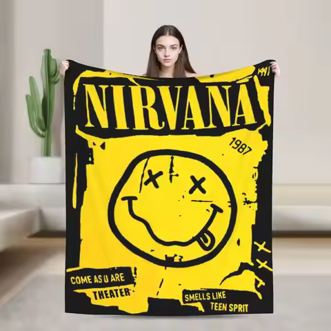 Nirvana Face Band Blankets Travel Office Flannel Throw Blanket For Home Decor Soft Warm Custom Quali