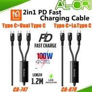 Mcdodo 100W PD 2 in 1 Fast Charge 1.2M Cable CA747 CA-747 Type C To Dual Type C | CA878 CA-878 Type-