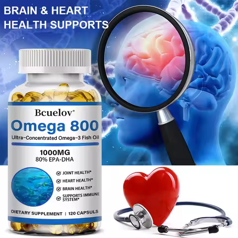 Omega 800, Ultra Concentrated Omega-3 Fish Oil, Brain Supplement Rich in EPA & DHA, Supports Cardiov