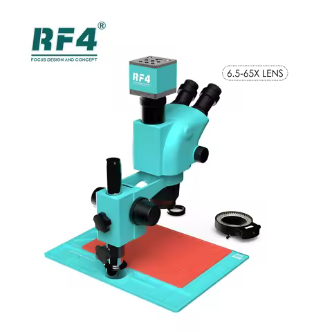 RF4 HDMI 1080P 4K HD Camera PBC Repair Optical Instrument 6.5X-65X Triocular Zoom Microscope RF6565T