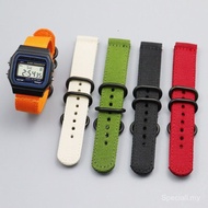 With Spring Bar Tool – 18mm Convex Woven Canvas Nylon Watch Strap For  F84/F91/F91W/F94/F105 W218AE1