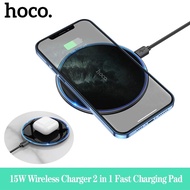 HOCO CW6 Pro 15W ที่ชาร์จแบบไร้สาย2 In 1สถานีชาร์จแบบรวดเร็วเหมาะสำหรับสมาร์ทโฟน/หูฟังสายชาร์จ Type