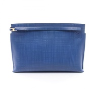 【二手】 LOEWE Second Bag Clutch Bag T Pouch Anagram Linen C500W05X1 藍色皮革 Anagram T Pouch Linen Clutch B