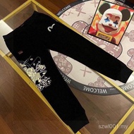 Fushen EVISU 2025 Spring New Style Street Wear Men Printed Buddha Head Sweatpants Casual Pants Long 