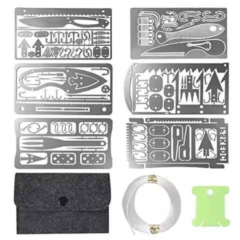 9PCS Survival Card Multitool Camping Kit with Fishing Line Gear, Multipurpose Credit Card Wallet Por