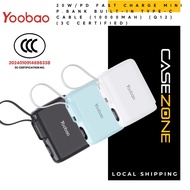 YOOBAO Q12 10000MAH 20W PD QC3.0 FAST CHANGING POWERBANK WITH TYPE-C BUILT-IN CABLE