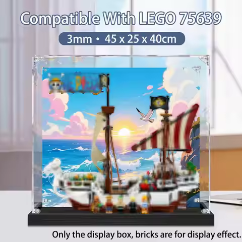 Acrylic Display Case for Lego 75639 Go Merry Pirate Ship Model - Clear Dustproof Display Box for Leg