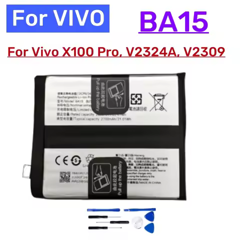 Battery 5400mAh BA15 For Vivo X100 Pro, V2324A, V2309 Mobile Phone Batteries +Free Tools