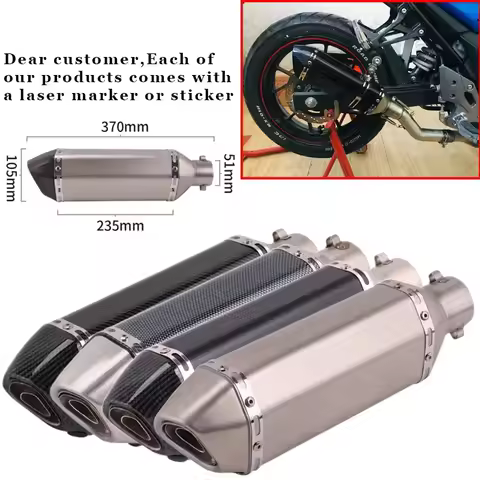 UNIVERSAL 51mm Motorcycle 370mm and 470mm Exhaust Pipe Muffler Silencer Escape Moto DB Killer For St
