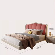 HOMIE LIFE เตียงนอน 6 ฟุต Leather Bed เตียงมินิมอล Solid Wood หัวเตียงนอน Bedroom H42