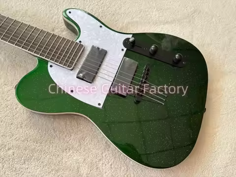 LTD 7 Strings Black Electric Guitar String Thru Body Bridge China EMG Pickups White Pearl Body Bindi