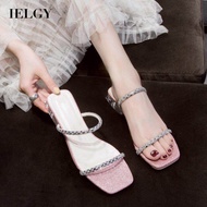 IELGY หนารองเท้าคริสตัล Fairy สไตล์เสื้อนอก Word All-Match สีจับคู่รองเท้าแตะรองเท้าแตะเงาพื้นผิว