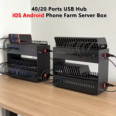 20/40 Ports USB Hub Iphone Android Phone Farm Server Box System Farming Machines