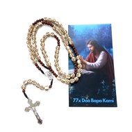 77 Our Father Rosary Necklace with Cream Cross Motif 77 Beads Rosary/ Catholic Rosary/