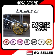 Litepro Easy Wheel EZ Wheel 100mm Oversized Cycling Accessories Folding Bike for Foldable Bicycle Transport Walking Bike