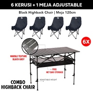 VELOCITY Table Chair Set Camping Aluminum Glamping Foldable Picnic kerus meja lipat Folding And Beg