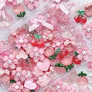 60 Pcs Junk Case Charms Kit, Charms for Junk Cases, 3D Pink Phone Case Charms, Slime Charms, Decoden