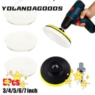 YOLA 5Pcs Car Polishing Pad Set, 3/4/5/6/7 inch T-shape Car Waxing Sponge Disk, Durable Flocking Buf