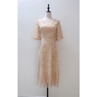 Flower Beige Plus Size dinner dress