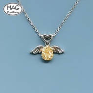 黃鑽系列 | 18K白金鑽石黃鑽之翼吊墜頸鏈