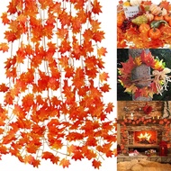 230cm Artificial Autumn Red Maple Leaf Rattan Fake Wreath Plant Leaves String Garden Wedding Festive