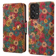 Flower grass patterns cover for Samsung Galaxy A31 A51 A52 A52S flip phone case holder Galaxy A05 A05S A13 A14 A23 A24 A32 A34 A33 A22 A34 protective case with lanyard leather case