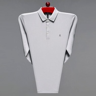 เสื้อโปโลคอปกแขนยาวผ้าฝ้ายแท้สำหรับผู้ชาย Montagut สีแดงสด ทรงปกติ แฟชั่นฤดูใบไม้ร่วง ระบายอากาศได้ด