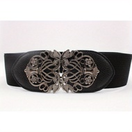 TEMU เข็มขัดยางยืดสไตล์เรโทรสลักชื่อ Hipster ลำลอง รุ่น Gm991