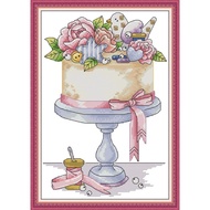 Joy Sunday Stamped Cross Stitch Ktis DMC Threads Chinese Cross Stitch Set DIY Needlework Embroidery Kit-Handmade Cake