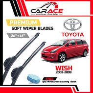 TOYOTA WISH 2003-2009 | CARACE Premium Soft Wiper Blades (26"+14") | Universal Soft Wiper Blades for