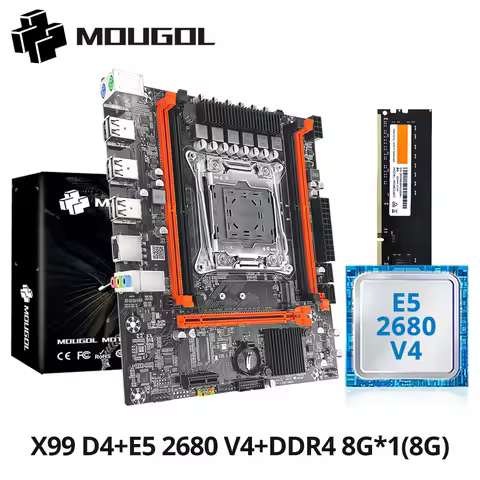 MOUGOL X99 Gaming Motherboard Kit with Intel Xeon E5 2680 V4 & DDR4 8Gx2 2133MHz Dual Channel ECC RA