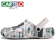 卡帝乐鳄鱼洞洞鞋男踩屎感2024新款防滑厚底防臭沙滩外穿男士运动户外凉拖鞋 白色 42