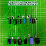 Electrolytic capacitor 1uF 100V/160V/250V/350V