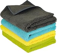 Mach1 Pack of 4 Premium 2-in-1 Microfibre Cloths 40 x 40 cm 400 g/m² in Professional Quality - Doubl