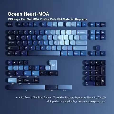 MOA Heart of the Ocean PBT Sublimation Keycaps Korean Russian Phonetic Small Language Full Set of Ke