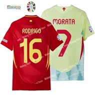 2024บ้านและออกไปสเปนรุ่นแฟนๆชุดเสื้อยืดฟุตบอล MORATA GAVI PEDRI LAMINE YAMAL Football Jerseys ขนาด: