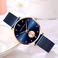 Hannah Women's Quartz Watch, Fashionable Two Hand Half, Stainless Steel Mesh Strap, Small Dial, 35mm