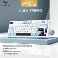 Aula S75Pro Keyboards 75 Percent Tri Mode Wireless Mechanical Gaming Keyboard Hot Swappable Rgb Back