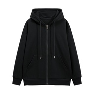 Mens Hooded Jacket Loose Fit Casual Coat with Zipper Adjustable Drawstring Hood Long Sleeve Sweatshi